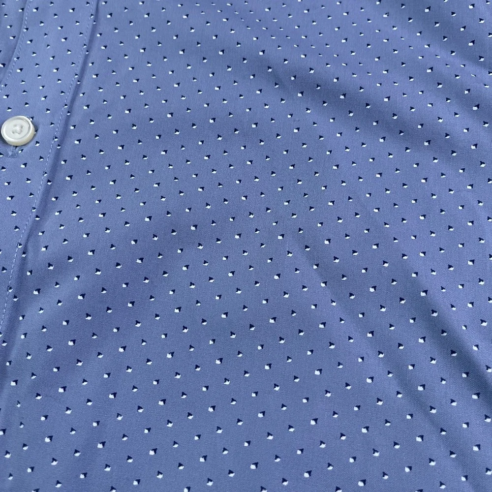 Banana Republic Shirt Mens Large Blue Geometric Slim Fit Non‎ Iron Button Up